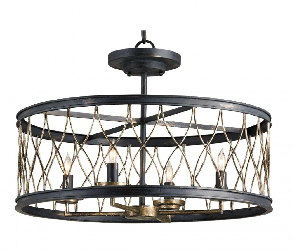 Crisscross Black Semi-Flush Mount