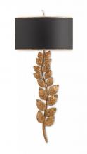 Currey 5221 - Birdwood Gold Wall Sconce, Black Shade